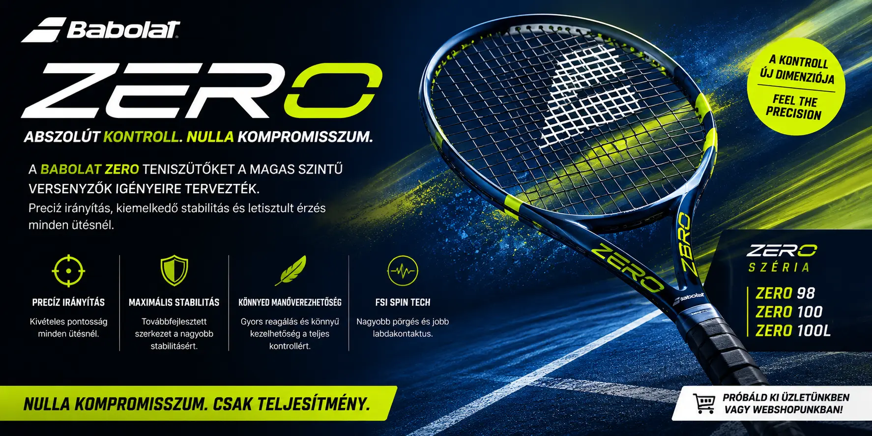 fehersportbuda, tenisz, teniszcipő, teniszütő, padel, babolat zero